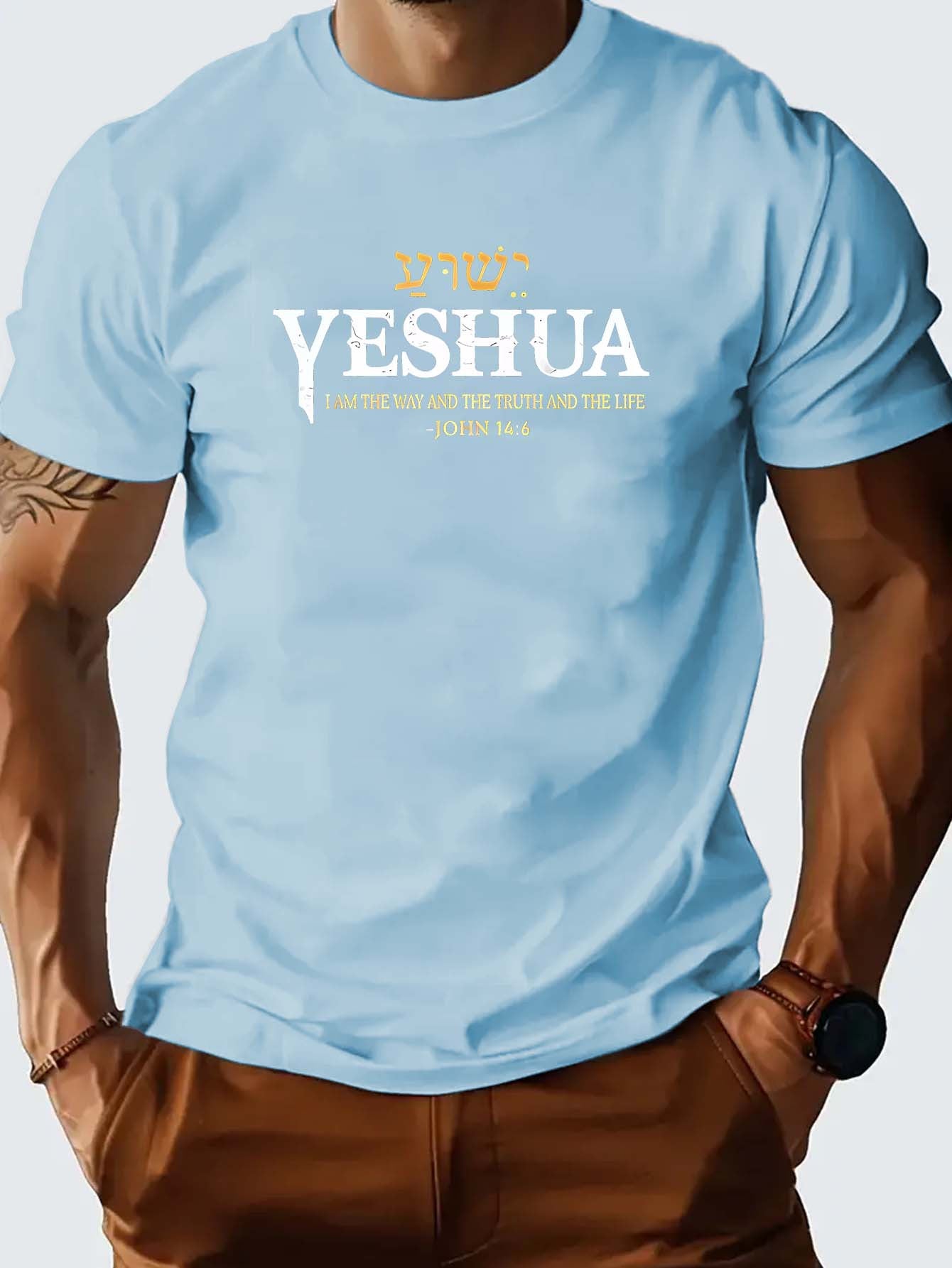 Camiseta Masculina Casual – com Estampa "YESHUA"