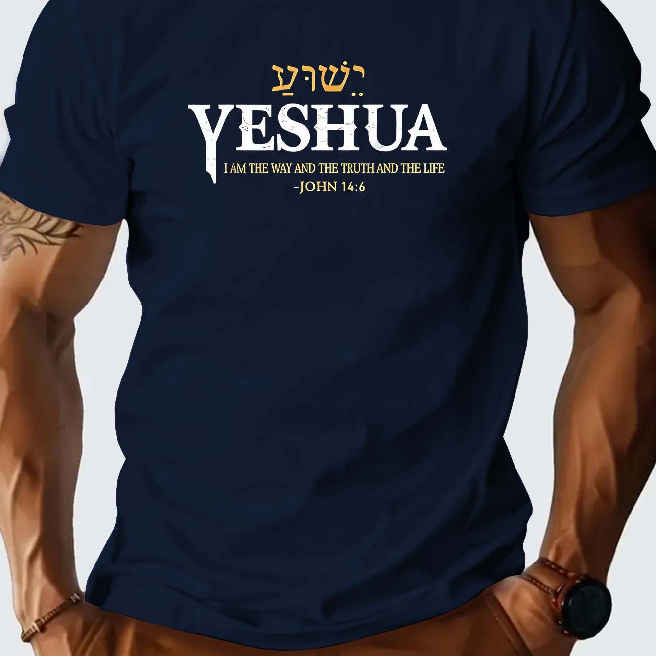 Camiseta Masculina Casual – com Estampa "YESHUA"