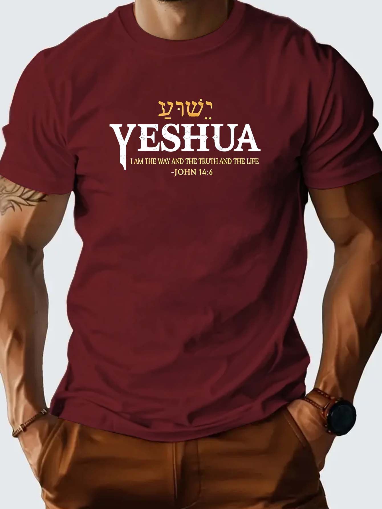 Camiseta Masculina Casual – com Estampa "YESHUA"