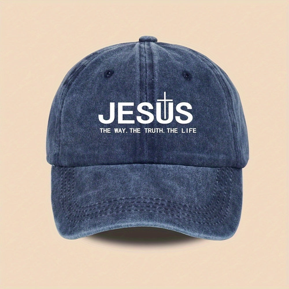 Boné Vintage de Algodão com Estampa "JESUS"