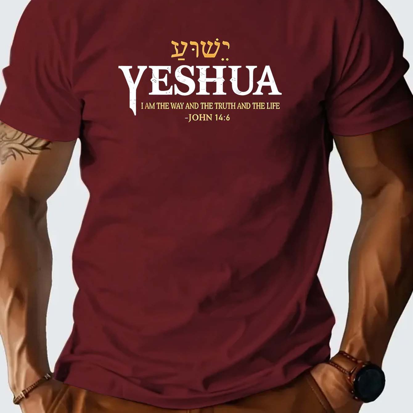 Camiseta Masculina Casual – com Estampa "YESHUA"