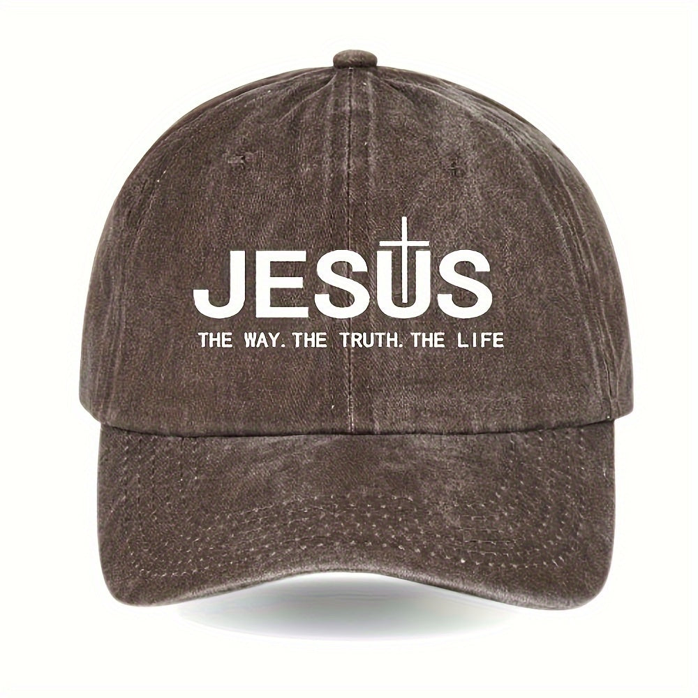 Boné Vintage de Algodão com Estampa "JESUS"