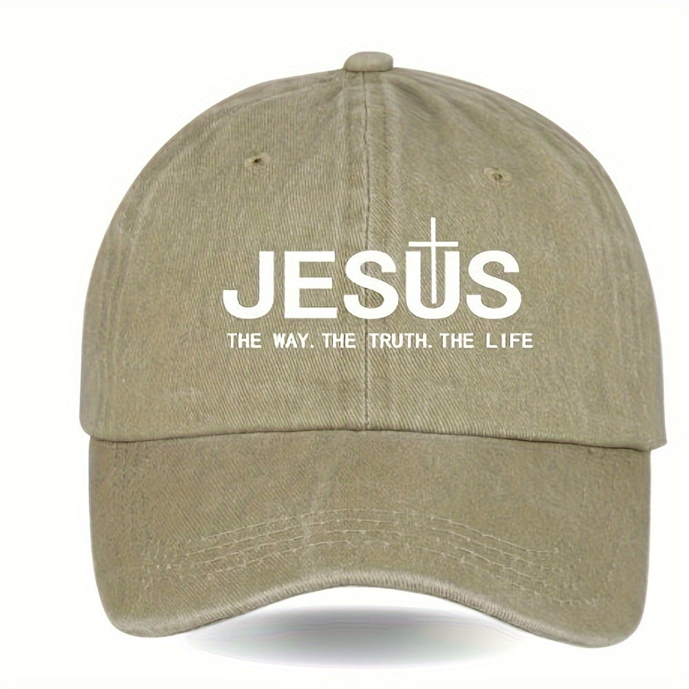 Boné Vintage de Algodão com Estampa "JESUS"