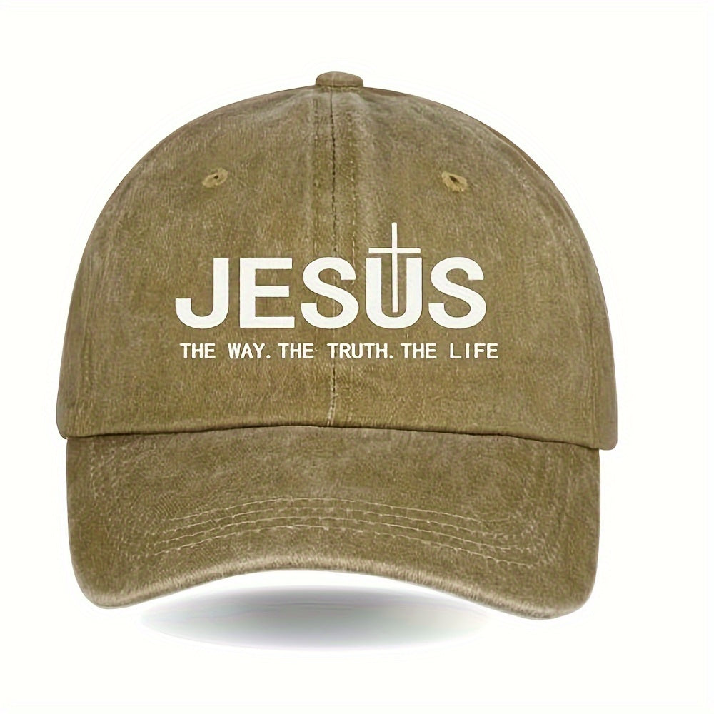 Boné Vintage de Algodão com Estampa "JESUS"