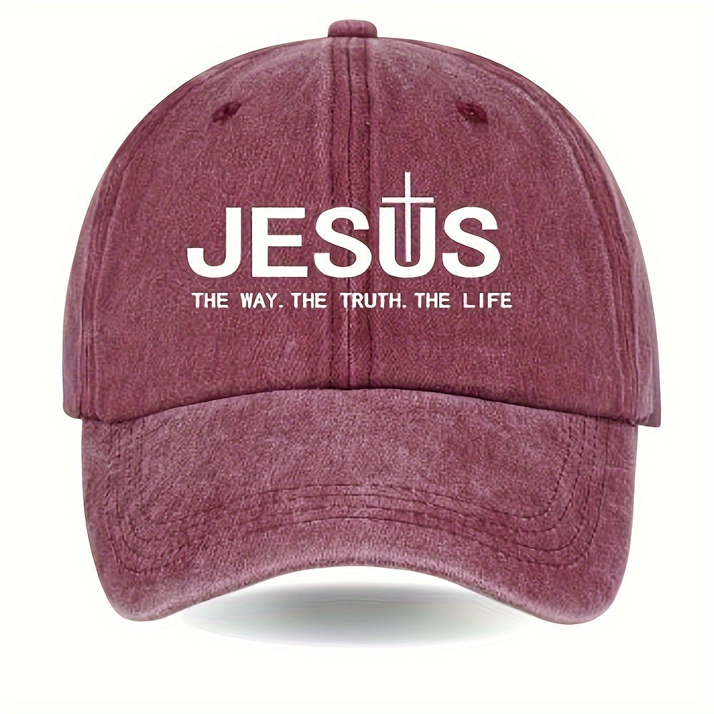 Boné Vintage de Algodão com Estampa "JESUS"