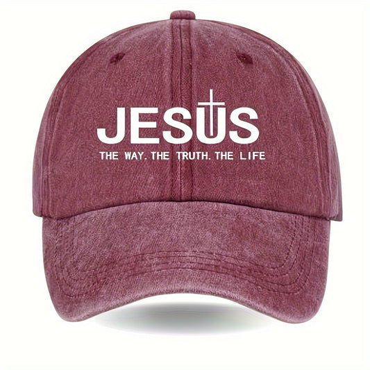 Boné Vintage de Algodão com Estampa "JESUS"