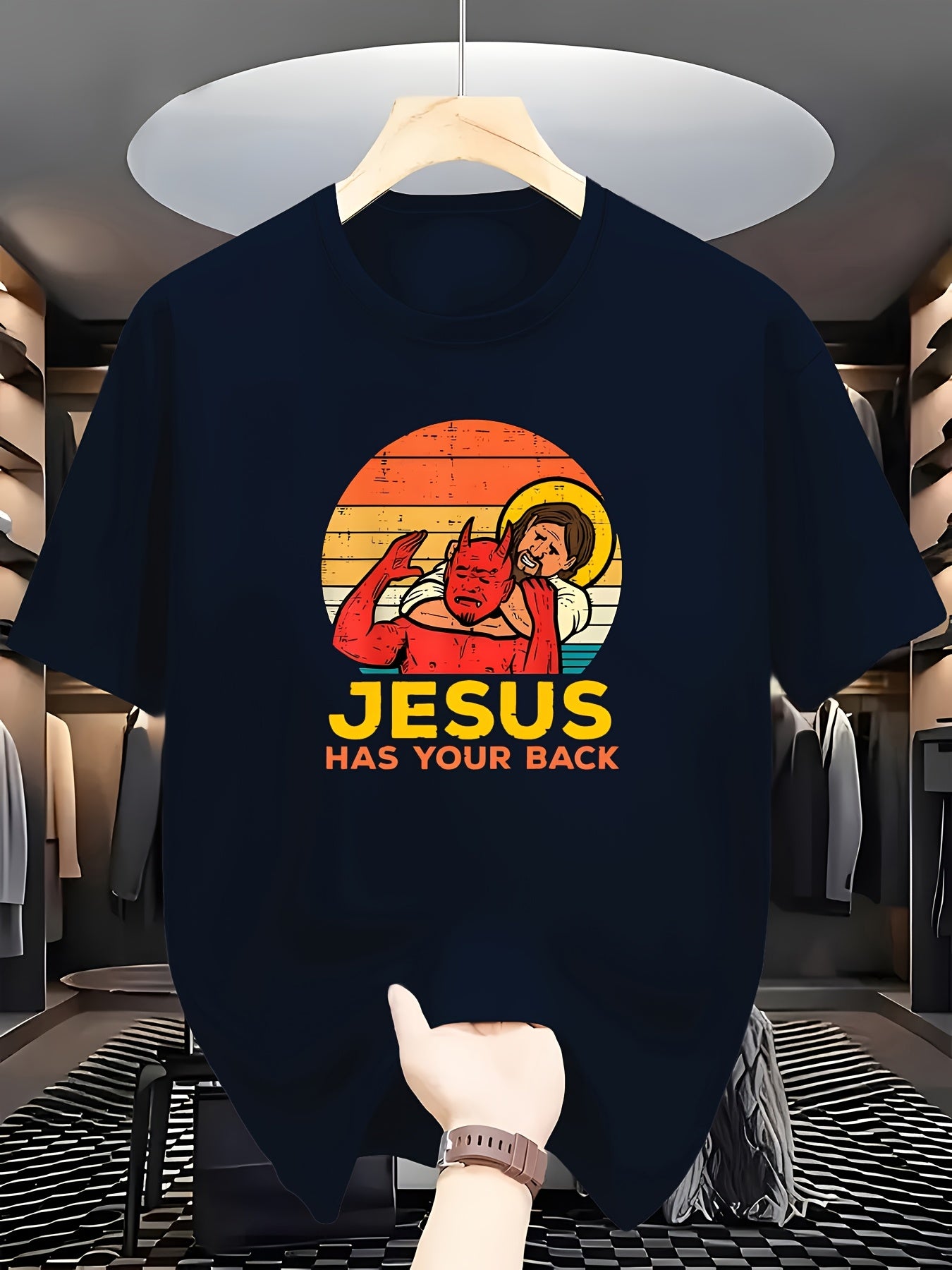 Camiseta Masculina Jesus Geométrico