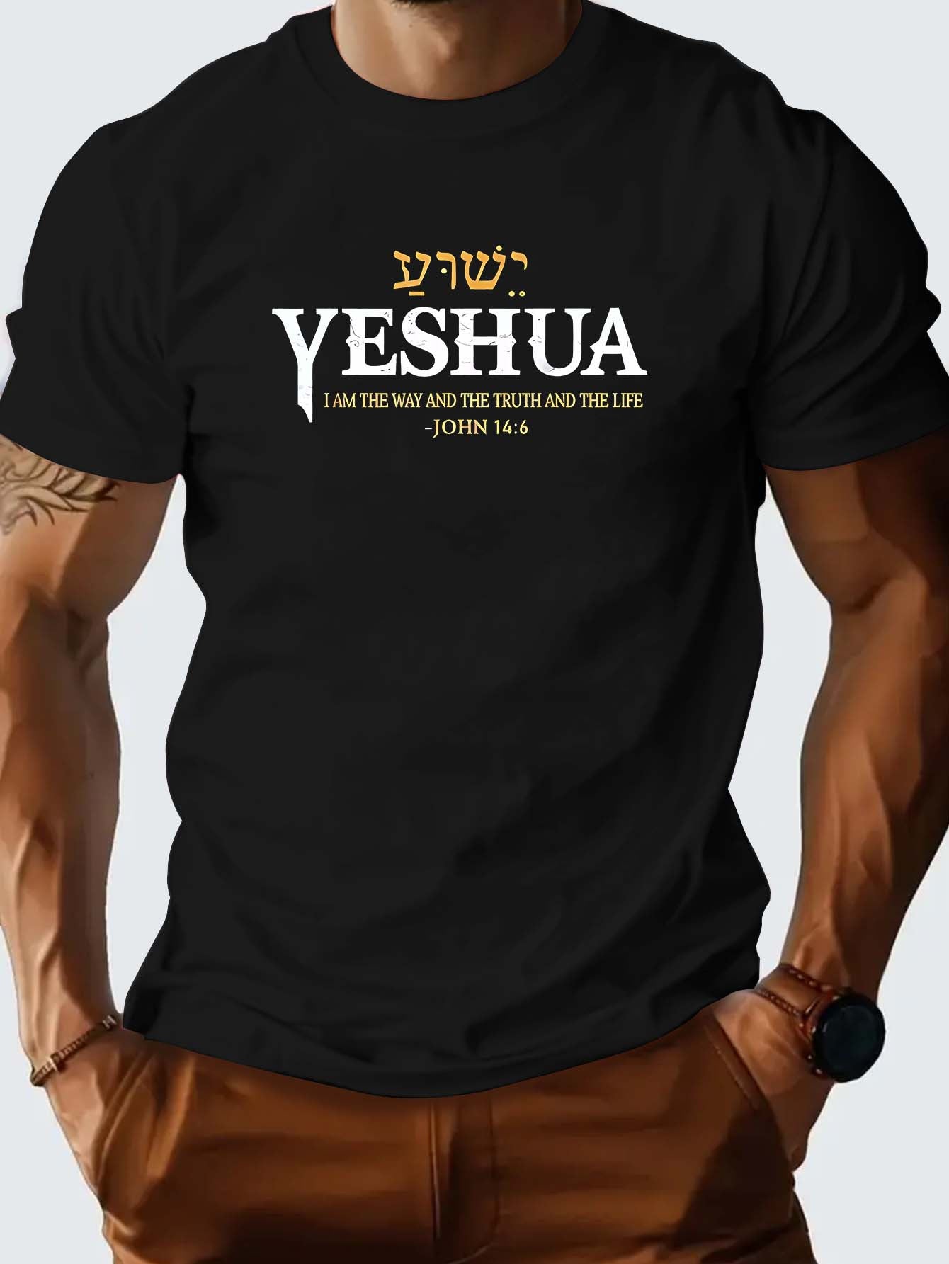 Camiseta Masculina Casual – com Estampa "YESHUA"