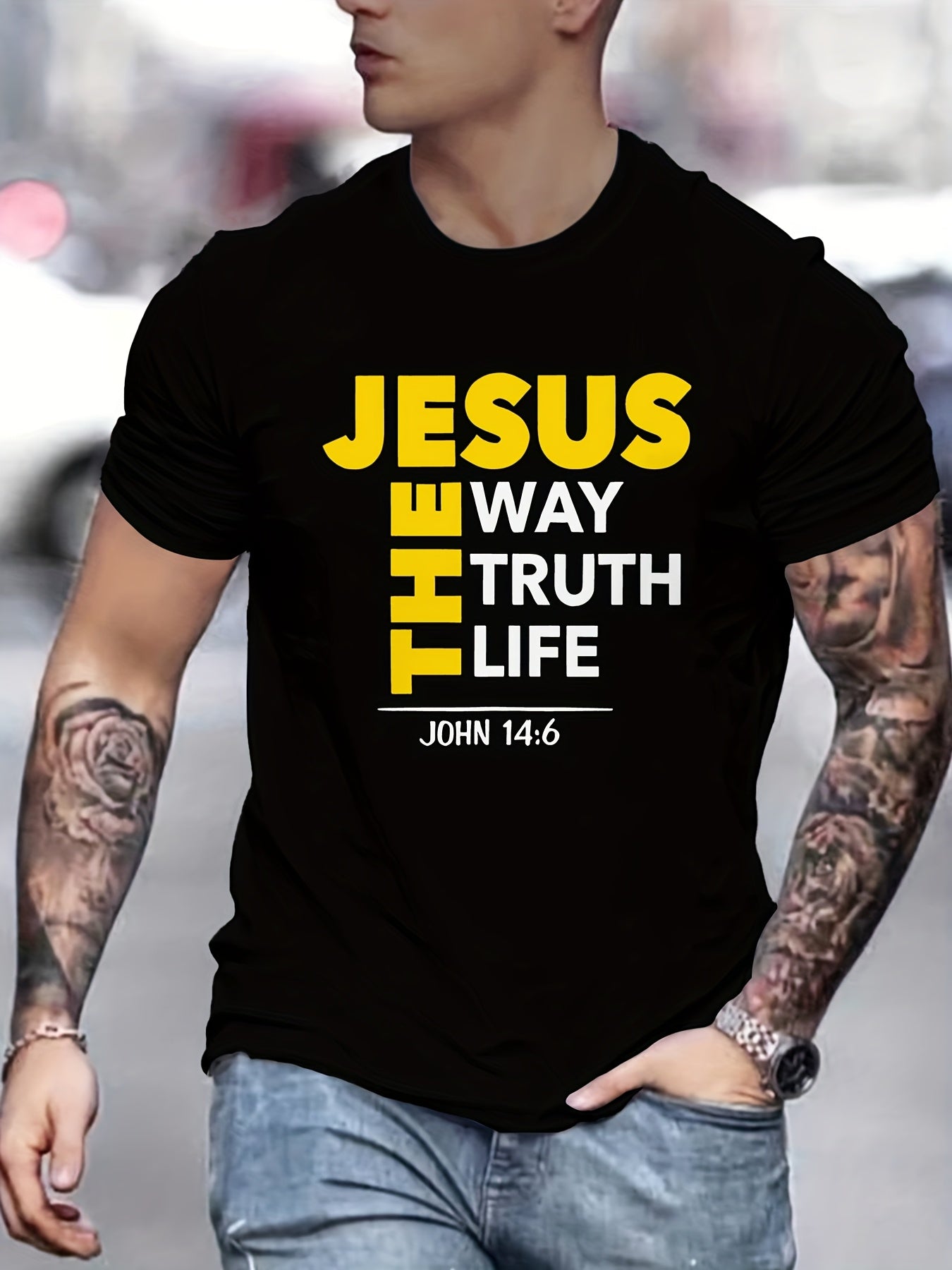 Camiseta Masculina "Jesus, o Caminho, a Verdade e a Vida