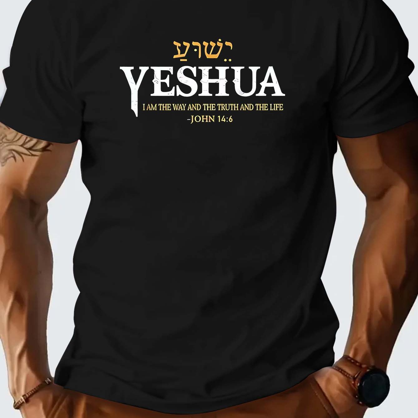 Camiseta Masculina Casual – com Estampa "YESHUA"