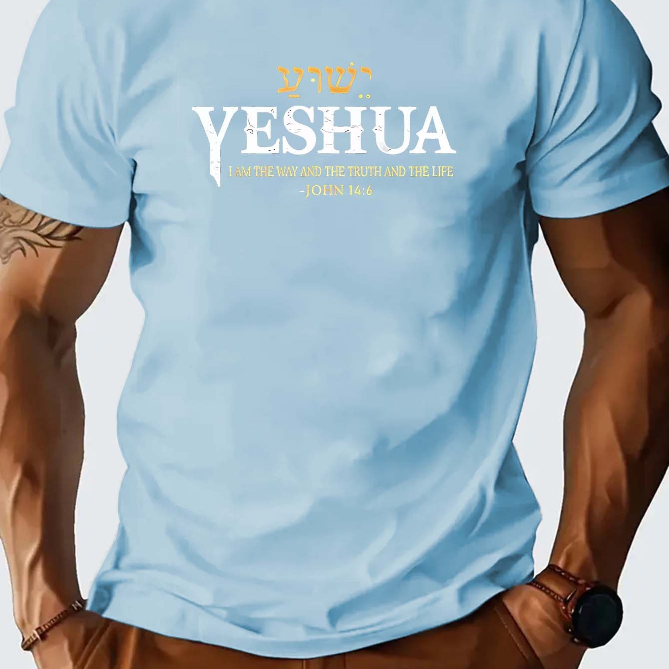 Camiseta Masculina Casual – com Estampa "YESHUA"
