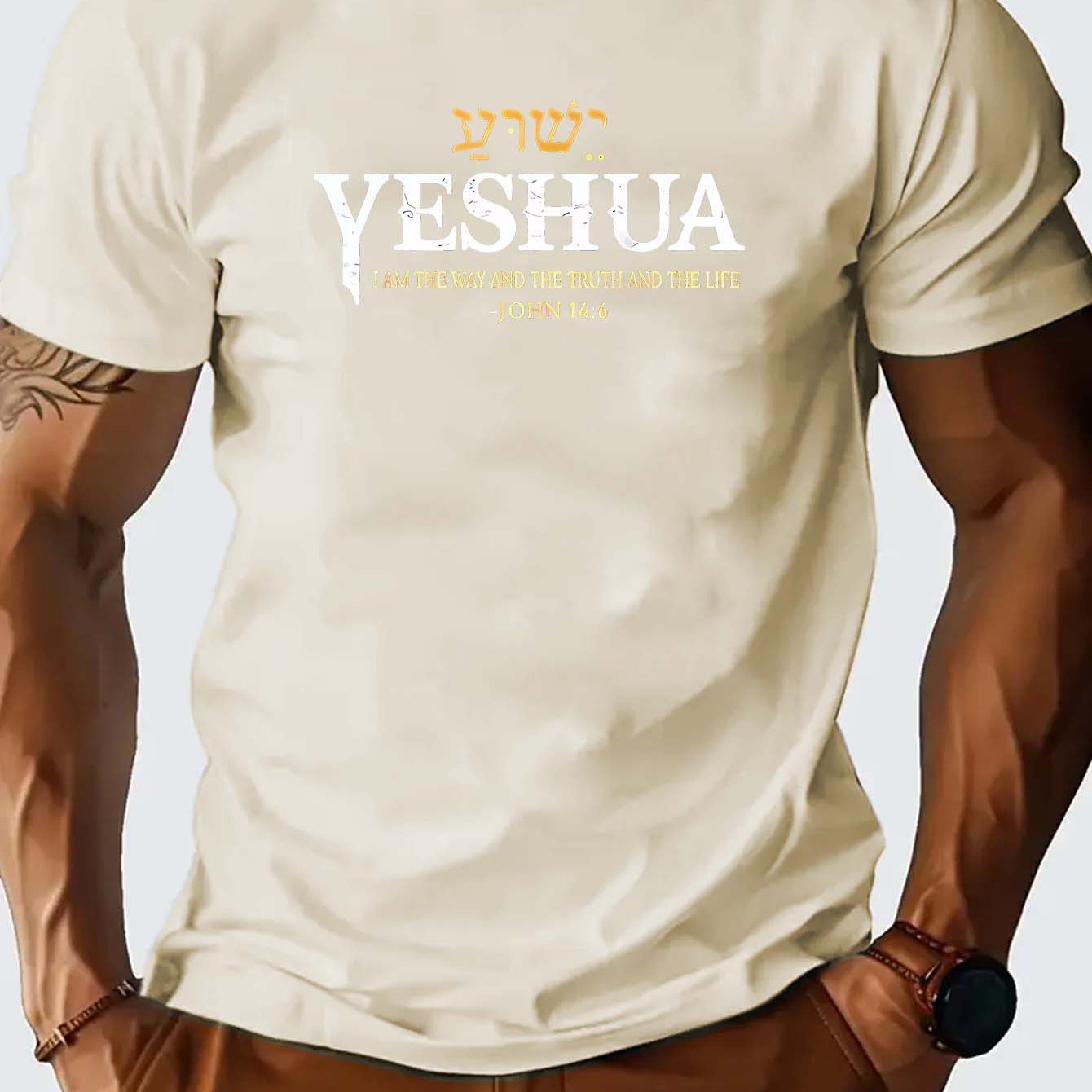 Camiseta Masculina Casual – com Estampa "YESHUA"
