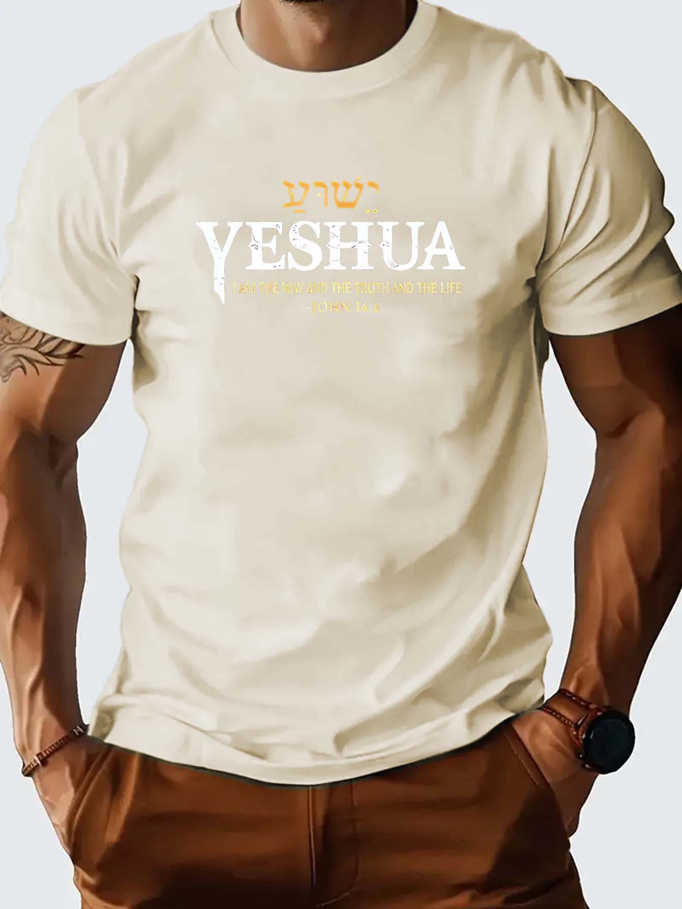 Camiseta Masculina Casual – com Estampa "YESHUA"