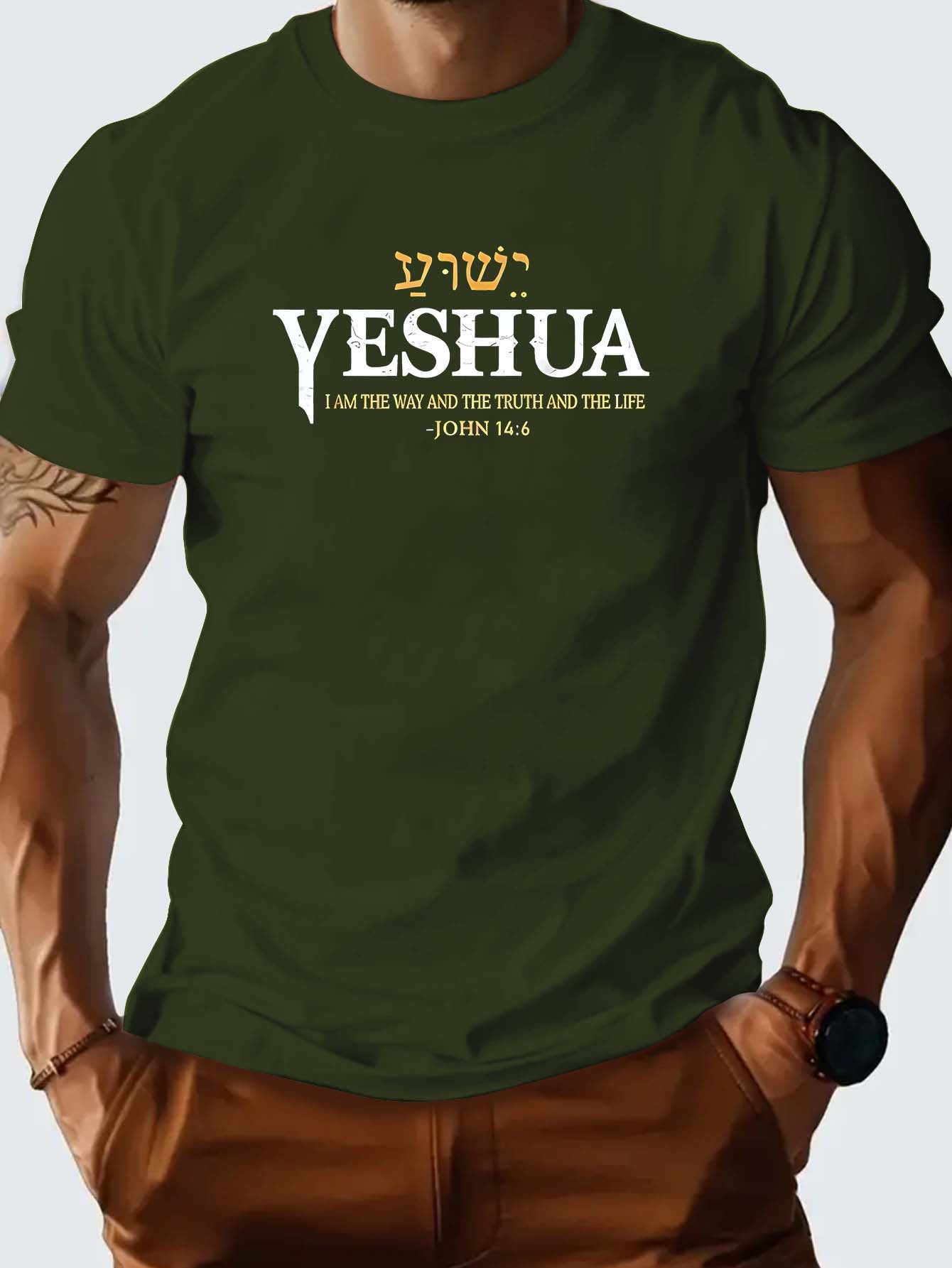 Camiseta Masculina Casual – com Estampa "YESHUA"