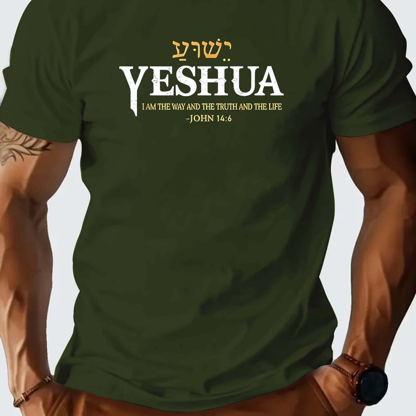 Camiseta Masculina Casual – com Estampa "YESHUA"