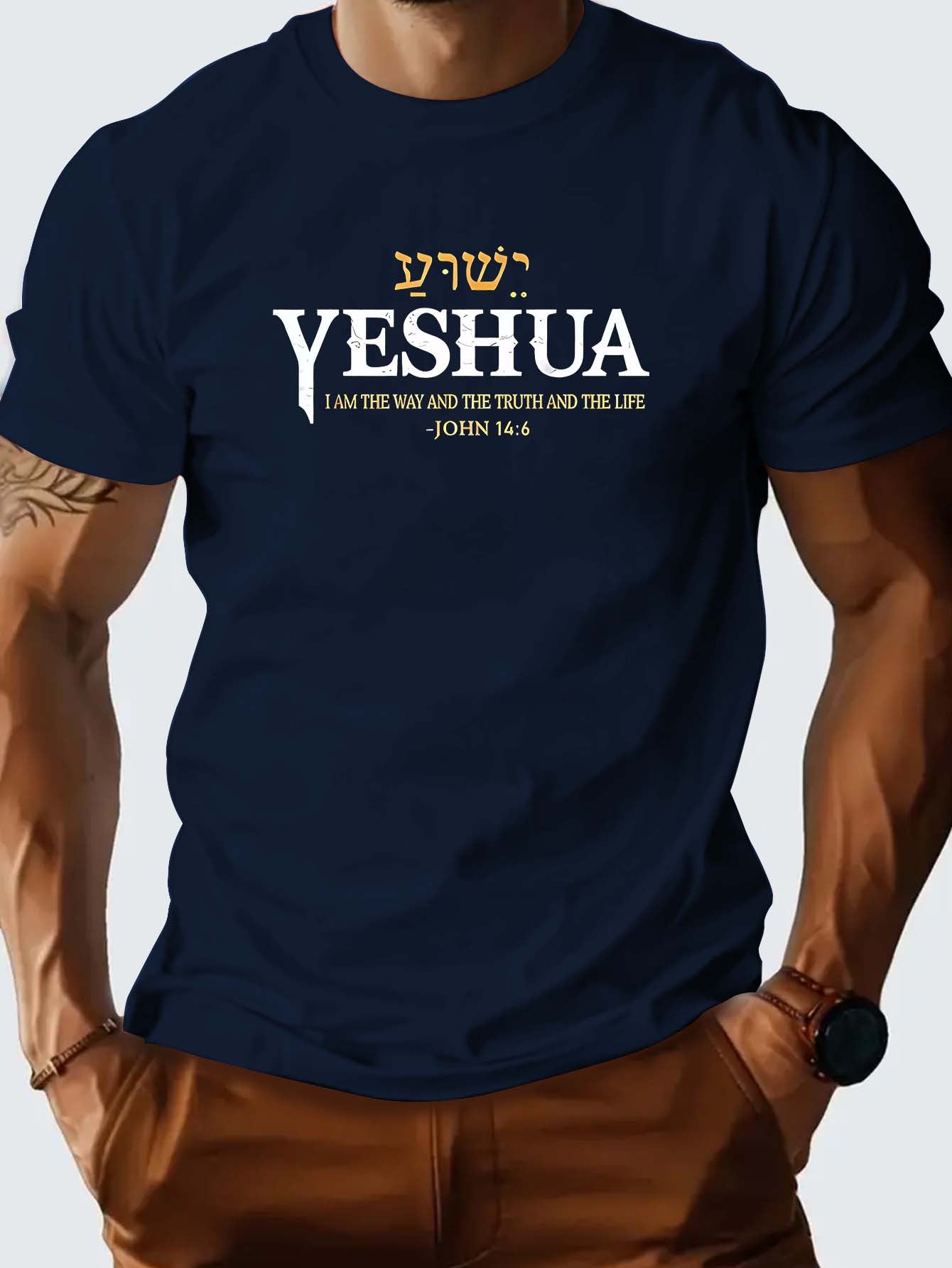 Camiseta Masculina Casual – com Estampa "YESHUA"