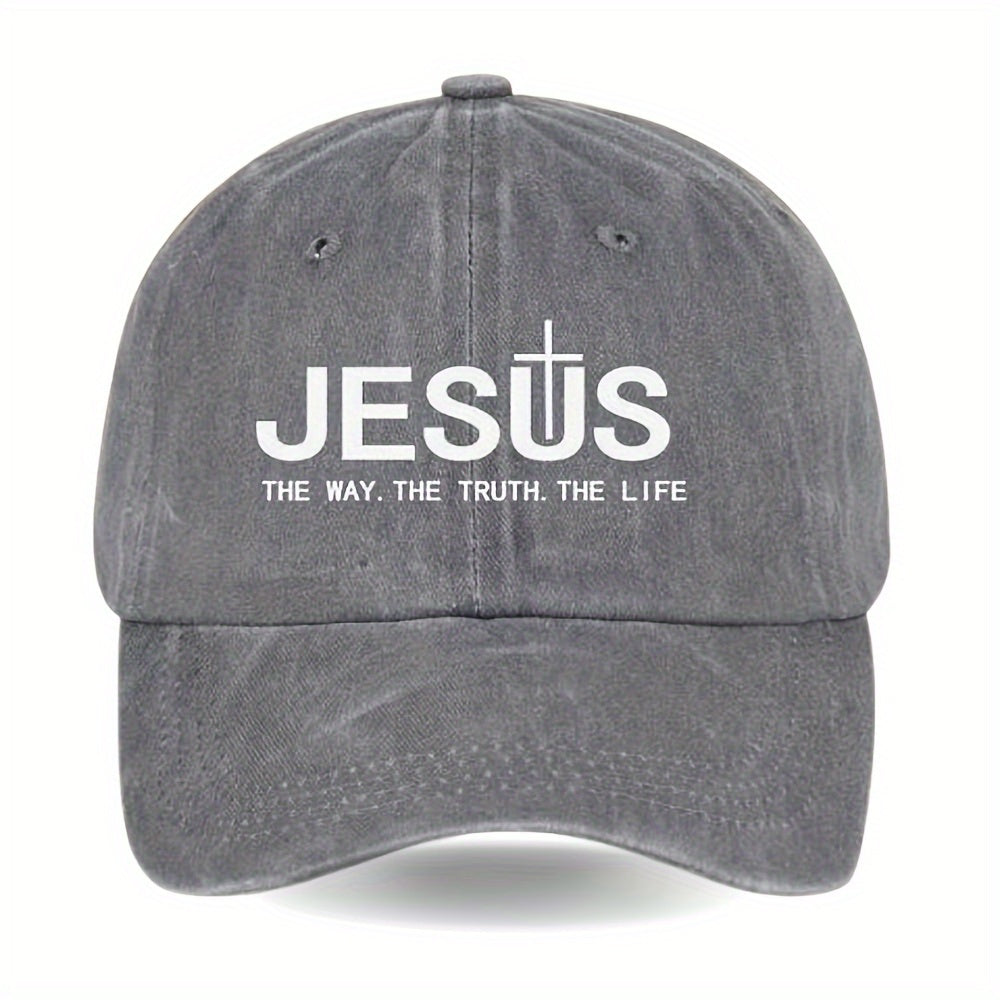 Boné Vintage de Algodão com Estampa "JESUS"